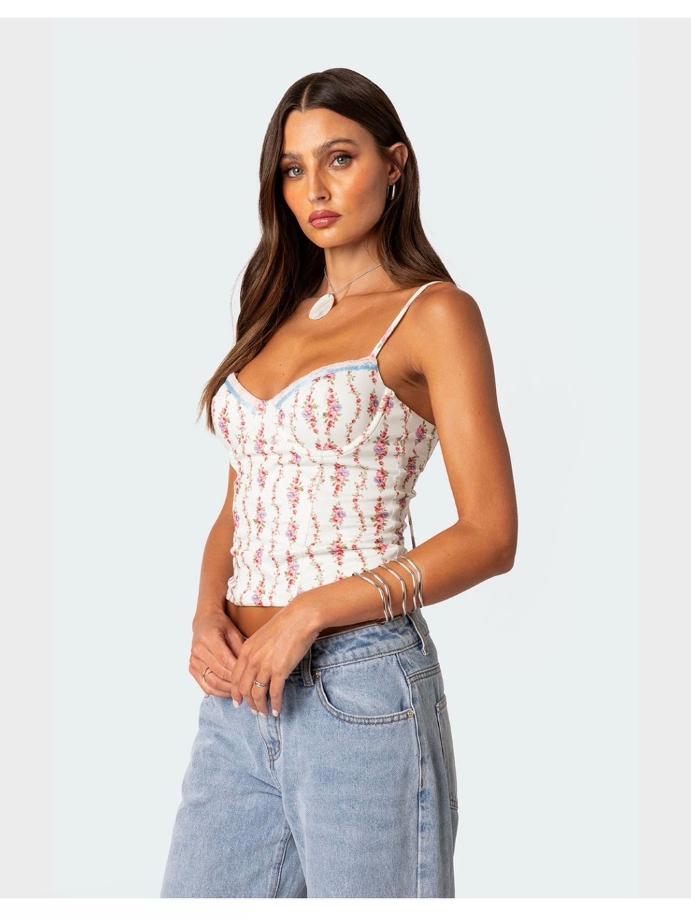 Edikted Indira Printed Cupped Lace Up Corset - Picture 4 of 6